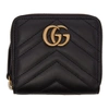 GUCCI Black Mini GG Marmont 2.0 Zip Around Wallet,474813 DRW1T