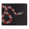 GUCCI BLACK LEATHER SNAKE WALLET,451268 DUR1T