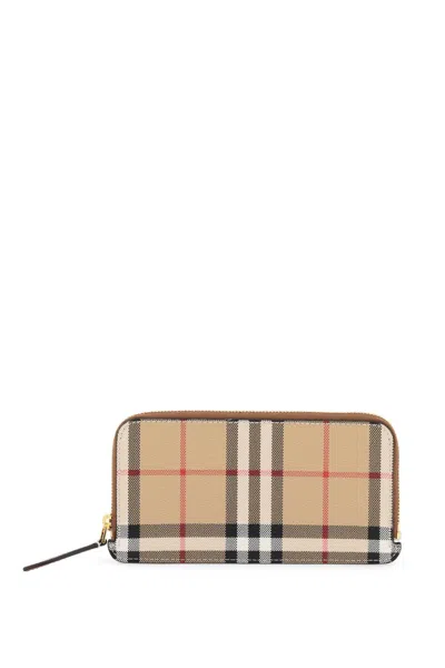 Burberry Check Faux Leather Wallet Women In Multicolor