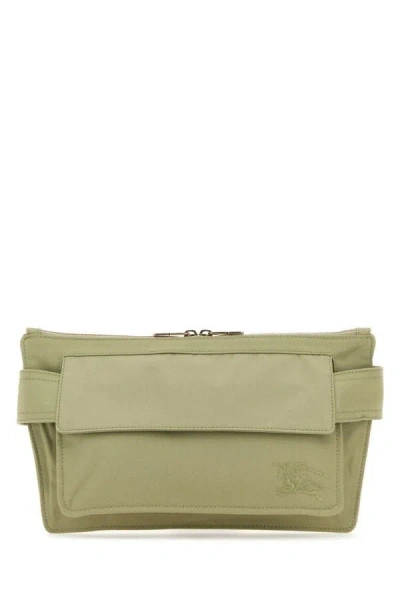 Burberry Man Sage Green Canvas Trench Belt Bag In Black