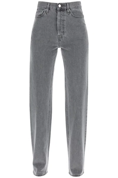 Totême Toteme Classic Cut Organic Denim Jeans With L34 Length Women In Gray
