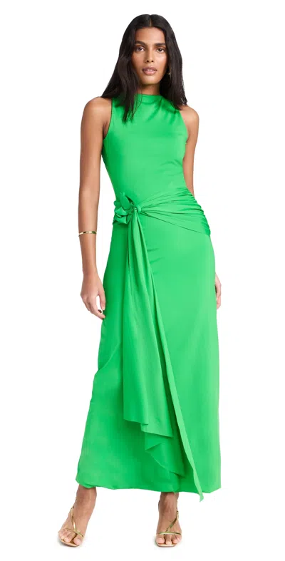 Maygel Coronel + Net Sustain Tirso Gathered Draped Stretch-jersey Maxi Dress In Green