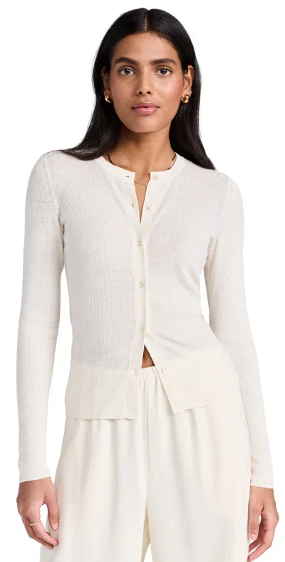 James Perse Stretch Linen Ribbed Cardigan Canvas
