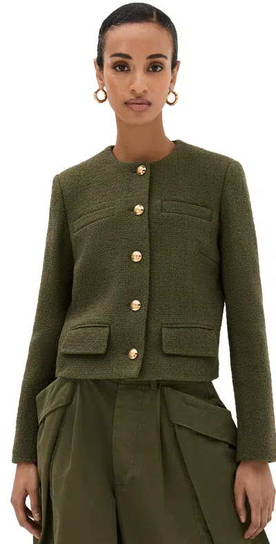 Nili Lotan Paige Tweed Jacket In Army Green