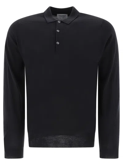 John Smedley "belper" Merino Wool Polo Shirt In Black