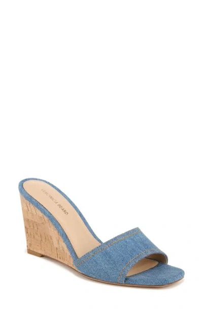 Veronica Beard Ellen Denim Cork Wedge Sandals In Blue