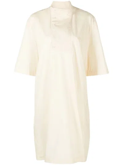 Lemaire High-neck Cotton Dress In Cream