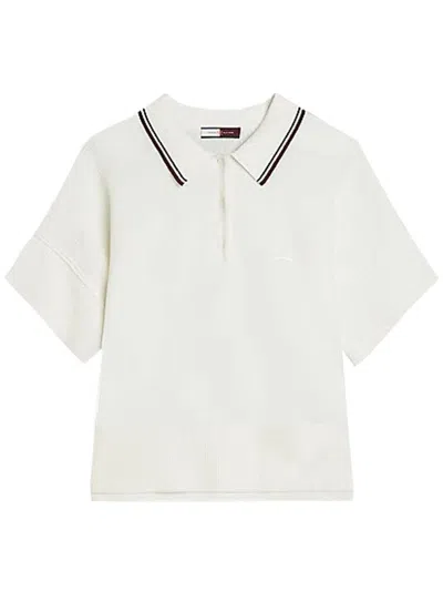 Tommy Hilfiger Thc Cc Global Stp Ss Polo Swtr Clothing In White