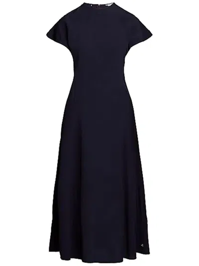 Tommy Hilfiger Viscose Crepe Ss Maxi Dress Clothing In Blue
