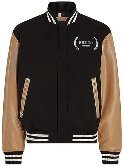 Tommy Hilfiger Wool Leather Varsity Jacket Clothing In Black