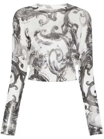 Versace Jeans Couture Watercolor Knitwear Clothing In White