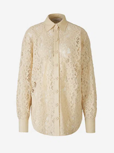 Zimmermann Natura Floral Lace Button-up Shirt In Contrasts In Linen