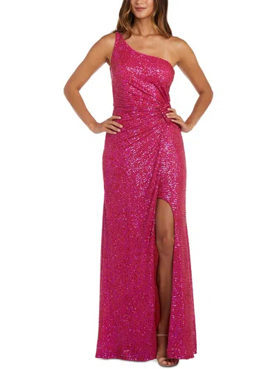 Nw Nightway Womens Mesh Sequined Evening Dress In Multi