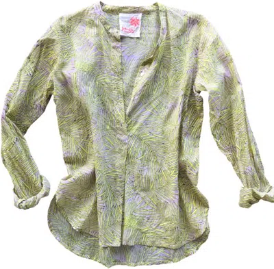 Samudra Frond Button Up Shirt In Yellow In Green