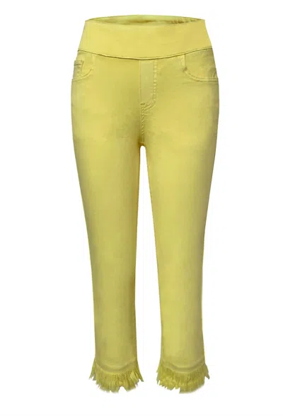 Ethyl Pull On Capri W/ Double Fray Pant In Yellow