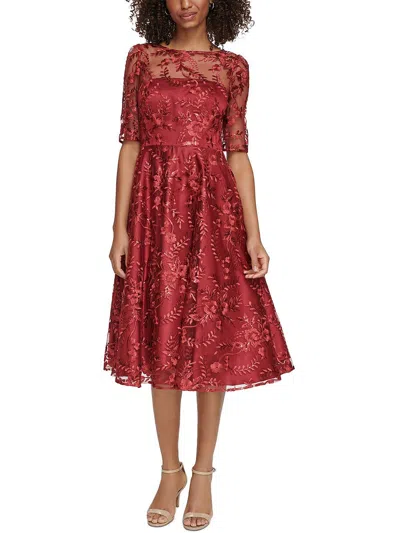 Eliza J Womens Illusion Long Cocktail And Party Dress In Red