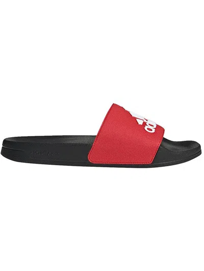 Adidas Originals Adilette Shower Mens Logo Textured Pool Slides In Red