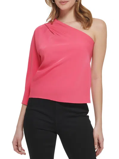 Calvin Klein Womens One-shoulder Party Blouse In Pink