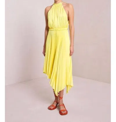 A.l.c Claudia Pleated Asymmetric Midi Dress In Yellow