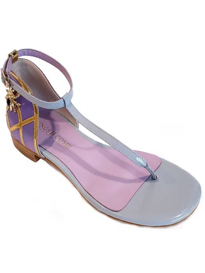 Things Ii Come Gloria Womens Patent Leather Thong Ankle Strap In Purple
