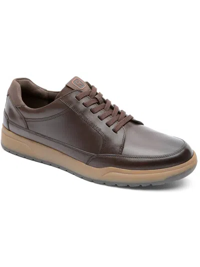 Rockport Bronson Mens Leather Lace-up Casual And Fashion Sneakers In Brown