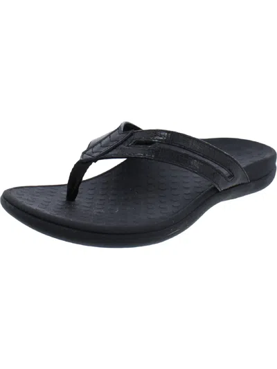 Vionic Kalise Womens Leather Slip On Thong Sandals In Black