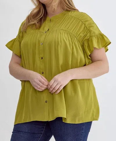 Entro Chartreuse Plus Ruffled Top In Green