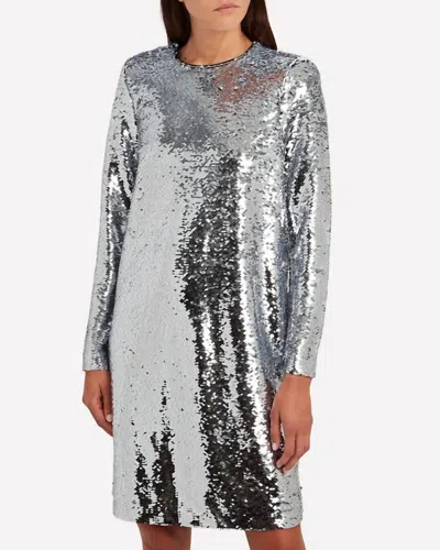 Notes Du Nord Mirror Dress In Silver Sequin