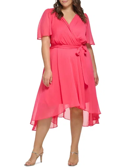 Dkny Plus Womens Wrap Dress In Pink