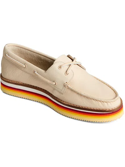 Sperry 2-eye Stacked Womens Leather Moc Toe Boat Shoes In Multi