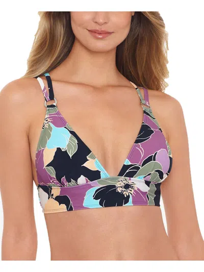 Salt + Cove Juniors Womens Printed Strappy Bikini Swim Top In Multi