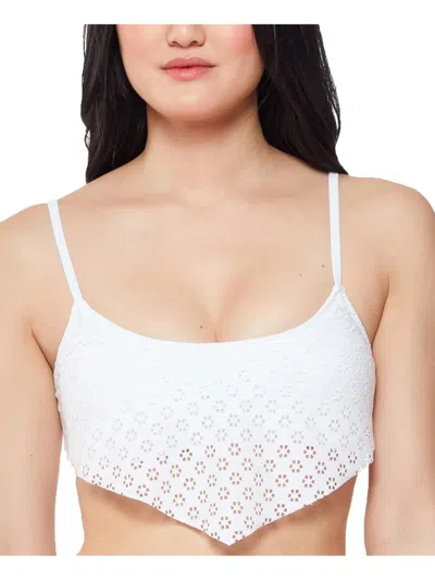 Jessica Simpson Womens Eyelet Bandeau Bikini Swim Top In White