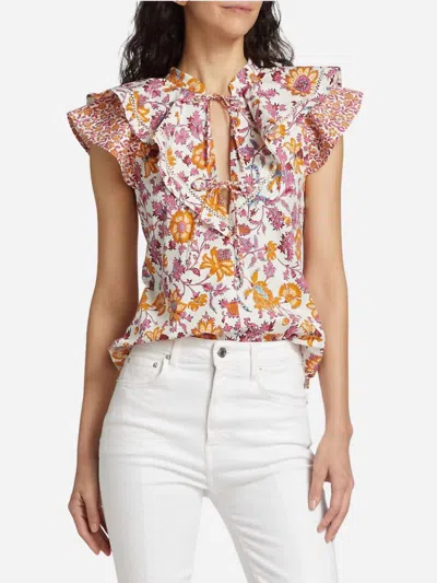 Derek Lam 10 Crosby Najah Floral Cotton Top In Multi