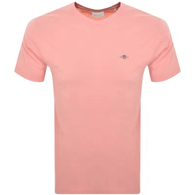 Gant Mens Regular Fit Short Sleeve Shield Logo T-shirt In Pink