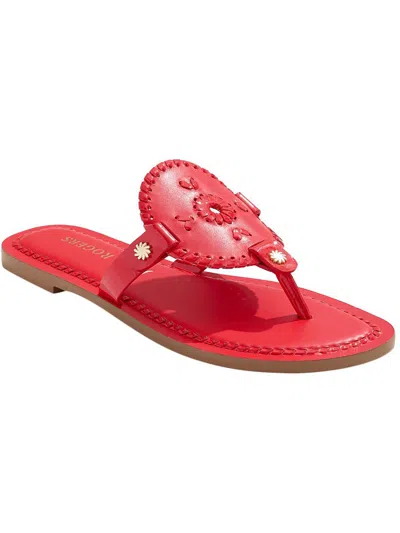 Jack Rogers Collins Womens Leather Slip-on Thong Sandals In Red