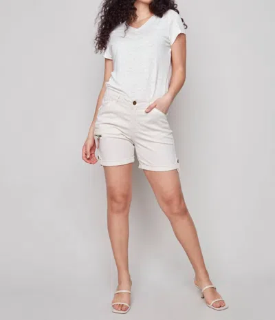 Charlie B Mid Rise Relax Short In Natural In White