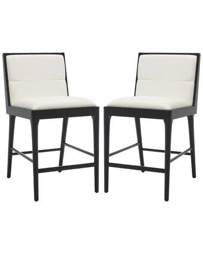 Safavieh Couture Set Of 2 Laycee Linen Counter Stools In Black