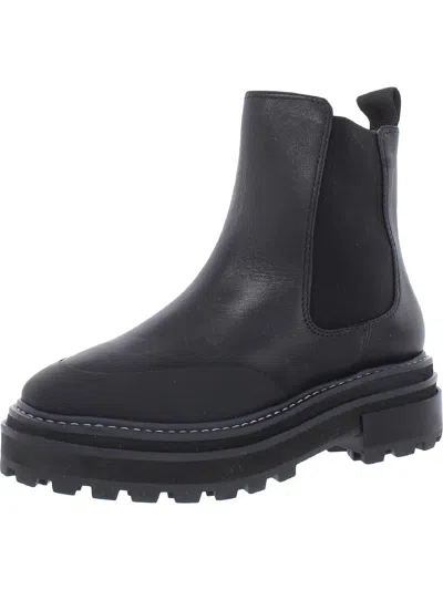 Aqua Mud Guard Womens Leather Ankle Chelsea Boots In Black