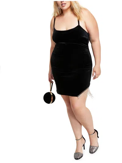 City Studio Plus Womens Tight Mini Bodycon Dress In Black