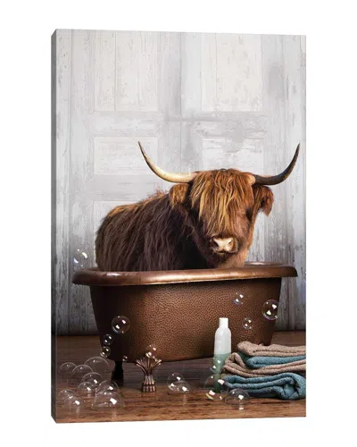 Icanvas Highland Cow In The Tub By Domonique Brown Wall Art