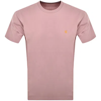 Carhartt Wip Chase Short Sleeved T Shirt Pink