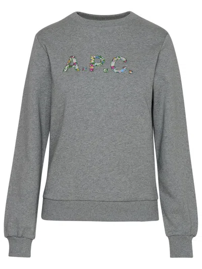 Apc A.p.c. Floral Logo Sweatshirt In Grey