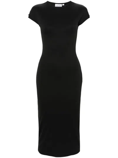 Calvin Klein Q-nova Midi Dress Ss Clothing In Black