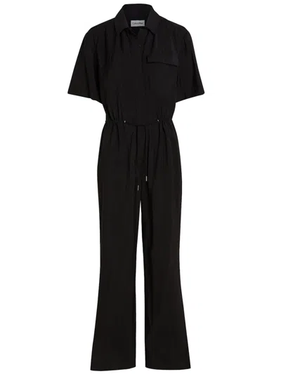 Calvin Klein Viscose Nylon Blend Jumpsuit Clothing In Black