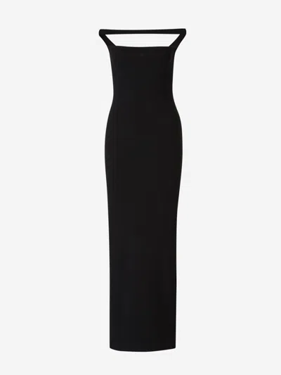 Courrèges Knitted Midi Dress In Black