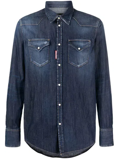 Dsquared2 Classic Western Shirt Clothing In Blue