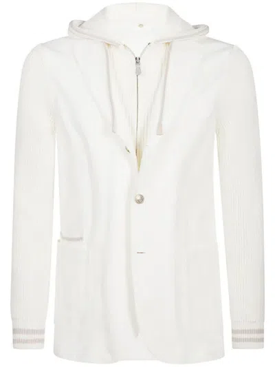 Eleventy English Rib Bib Jacket Clothing In White