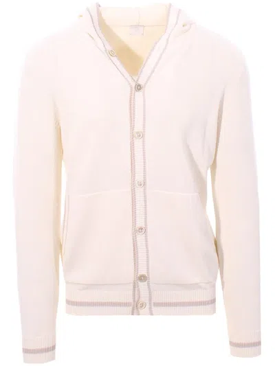 Eleventy Hooded Cardigan Jumper Clothing In White