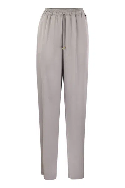 Elisabetta Franchi Satin Tapered Trousers In Lead
