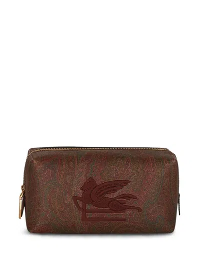 Etro Clutch Bag With Logo In Brown